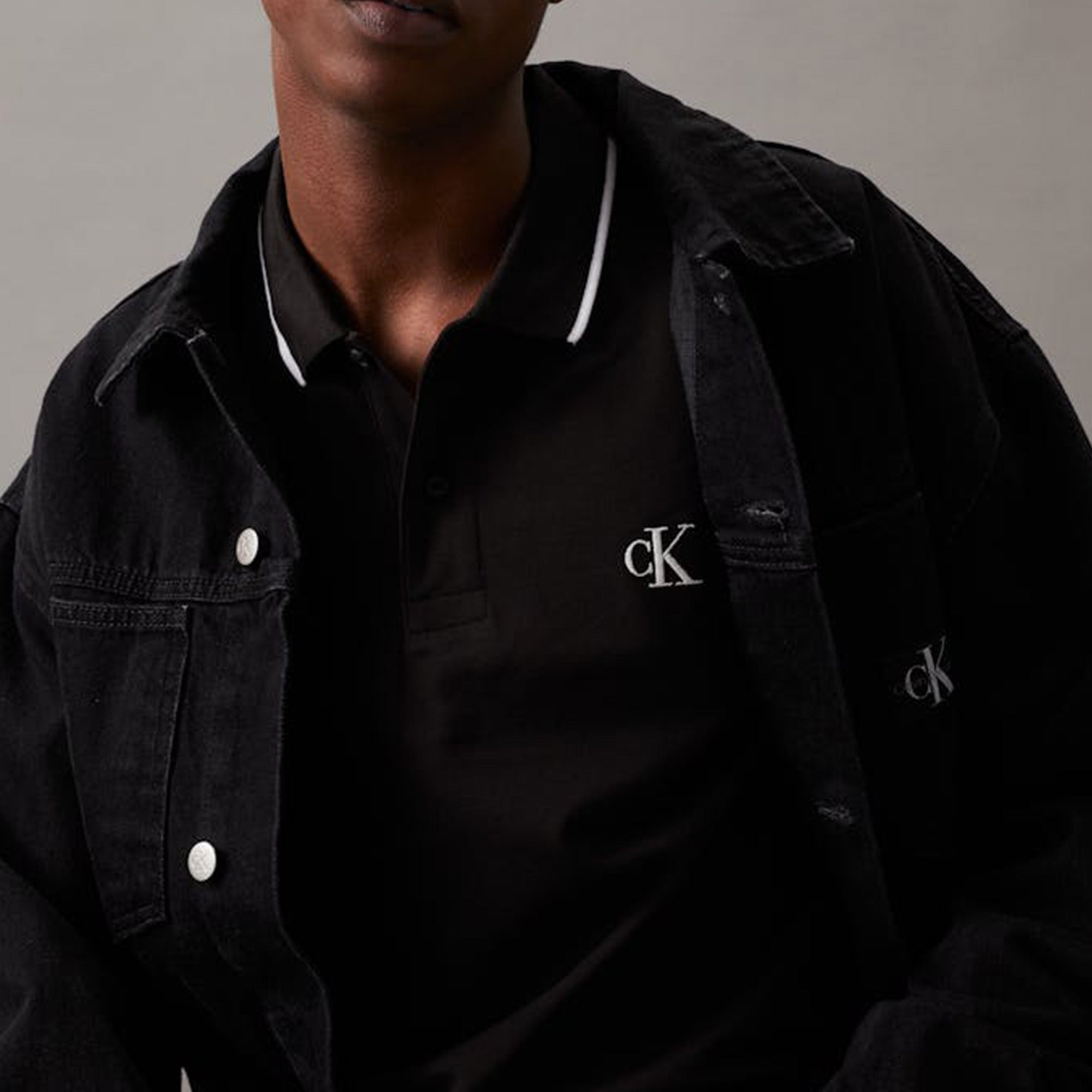 Slim Tipping Calvin Klein  Black Polo Shirt