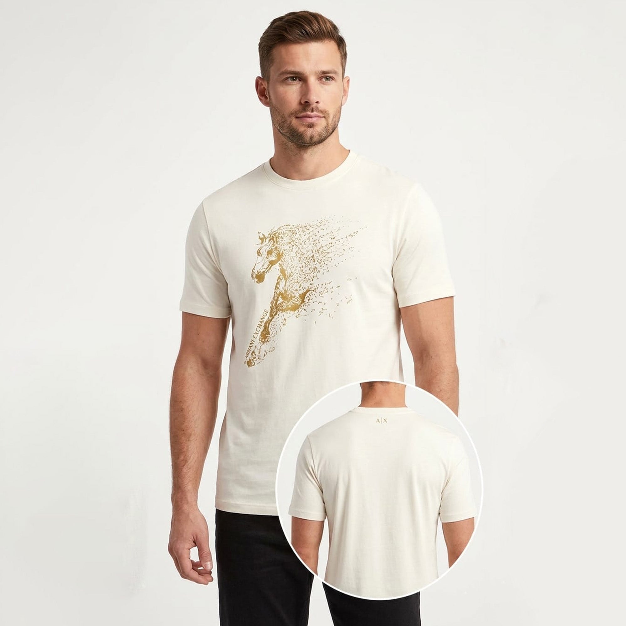 Armani Exchange Men's Graphics T-Shirt in a versatile cream