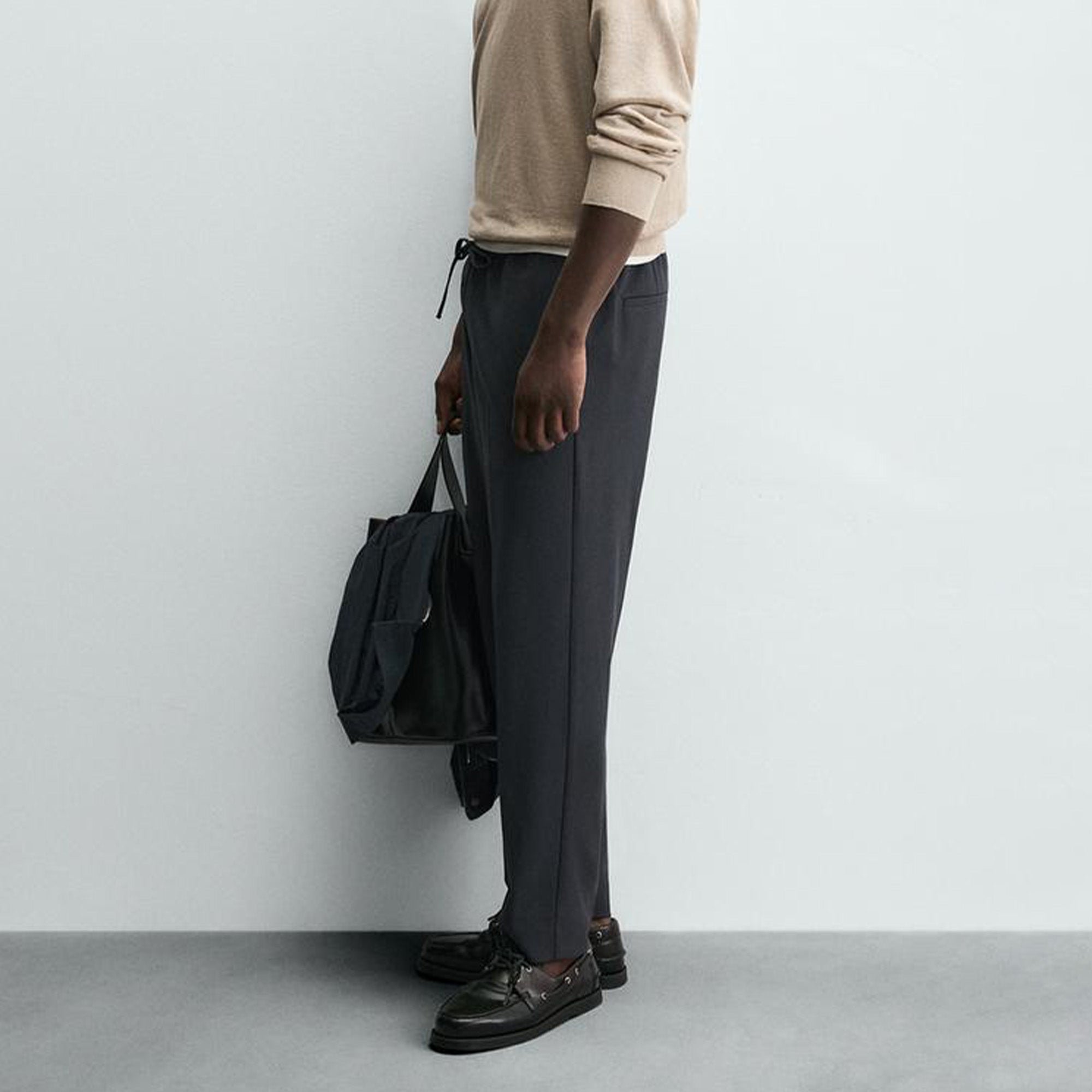 Zara Men's COMFORT JOGGER WAIST TROUSERS Blue grey