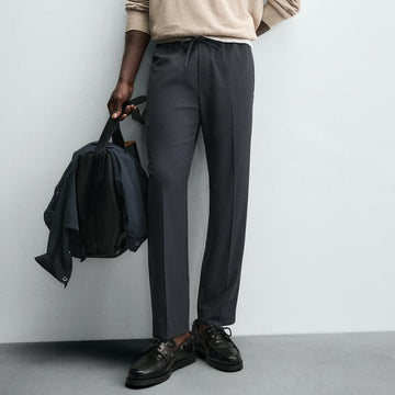 Zara Men's COMFORT JOGGER WAIST TROUSERS Blue grey