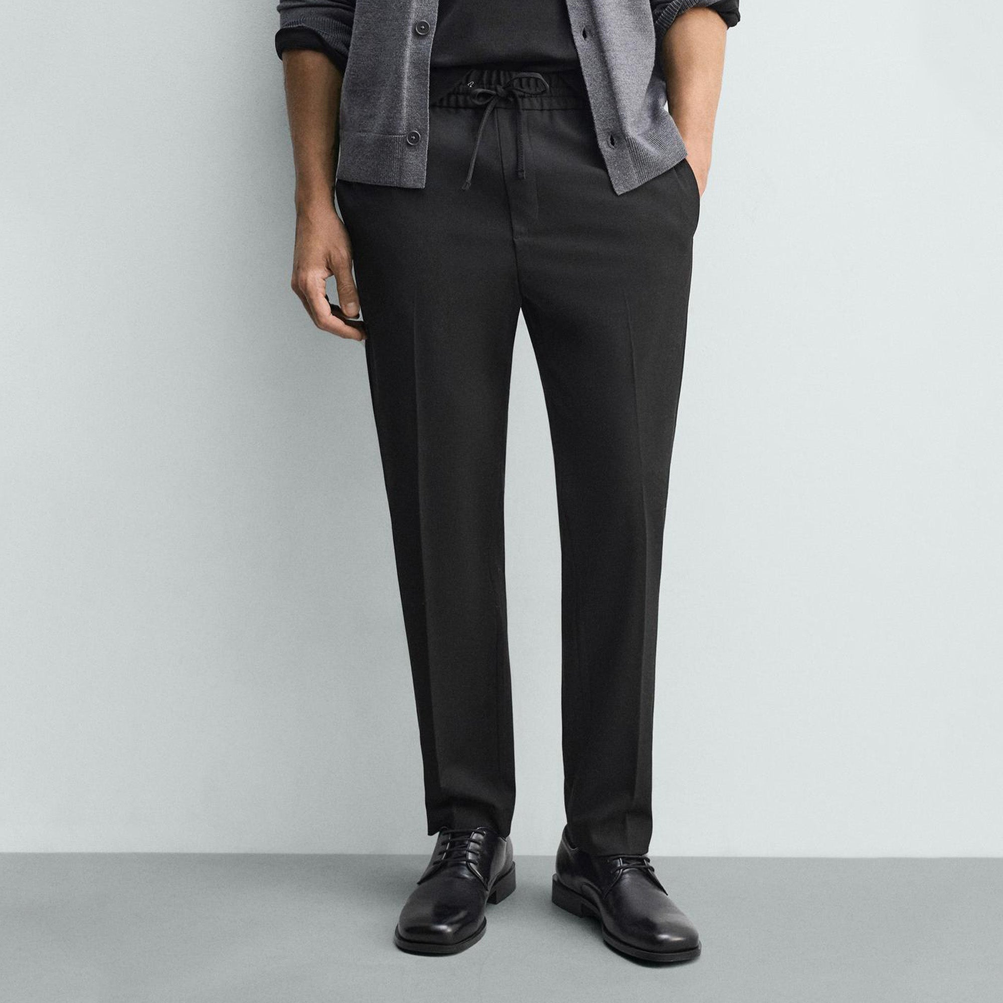 Zara Men's COMFORT JOGGER WAIST TROUSERS - Black
