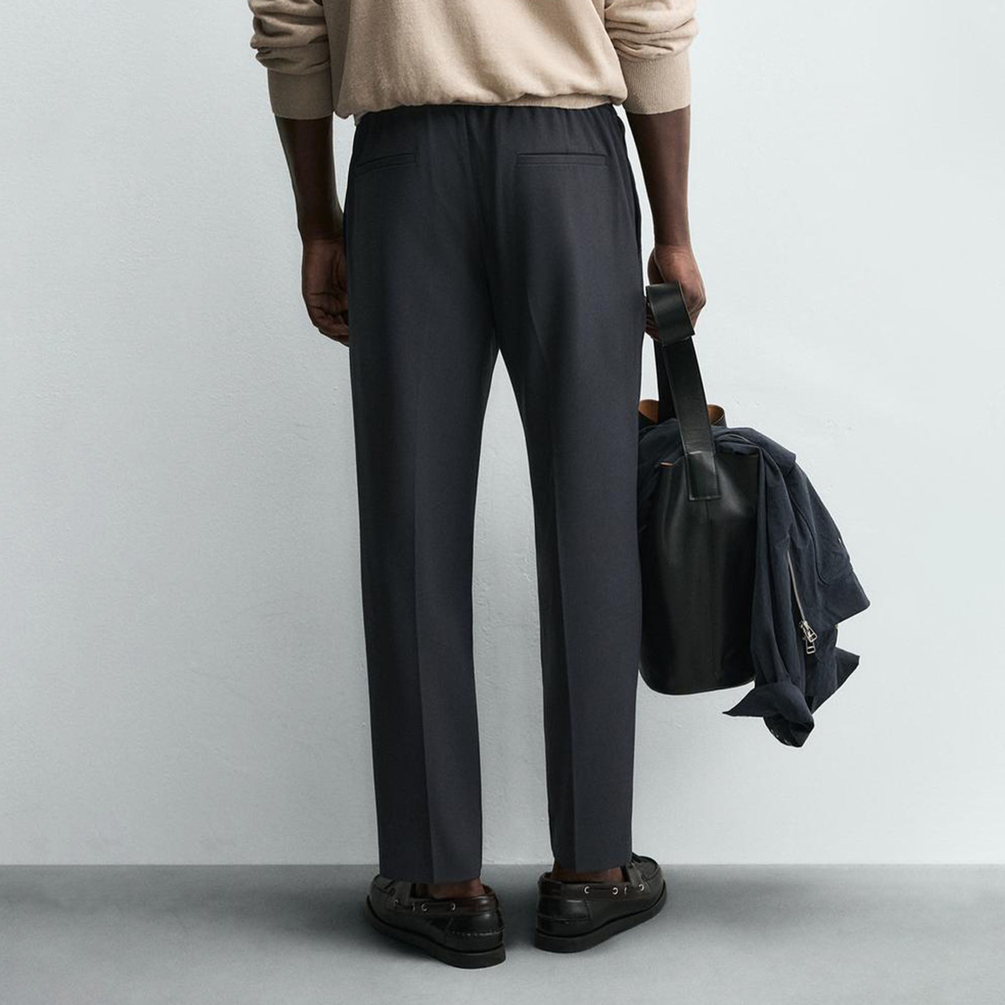 Zara Men's COMFORT JOGGER WAIST TROUSERS Blue grey