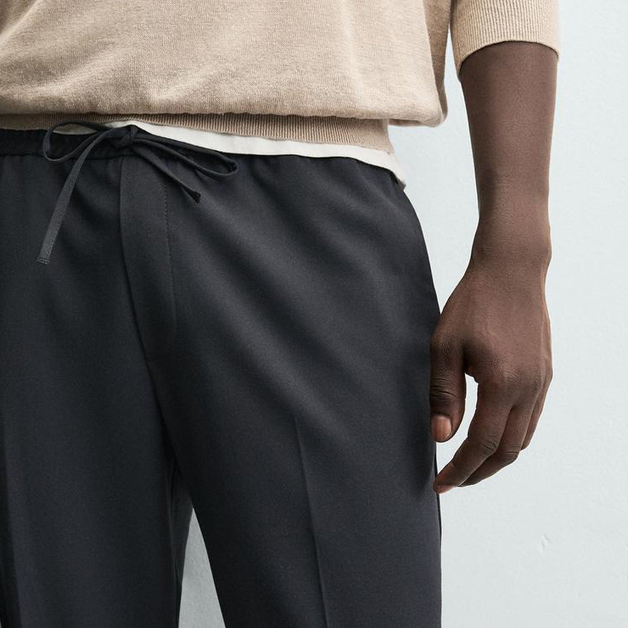 Zara Men's COMFORT JOGGER WAIST TROUSERS Blue grey