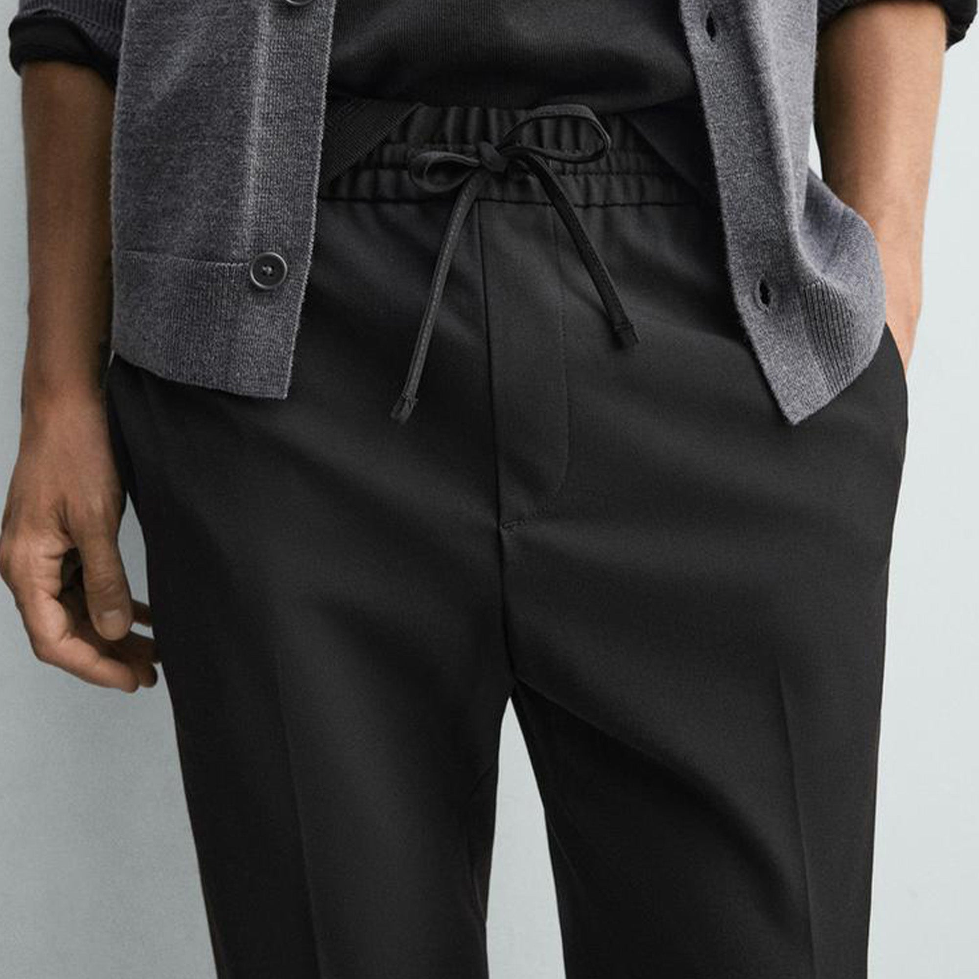 Zara Men's COMFORT JOGGER WAIST TROUSERS - Black