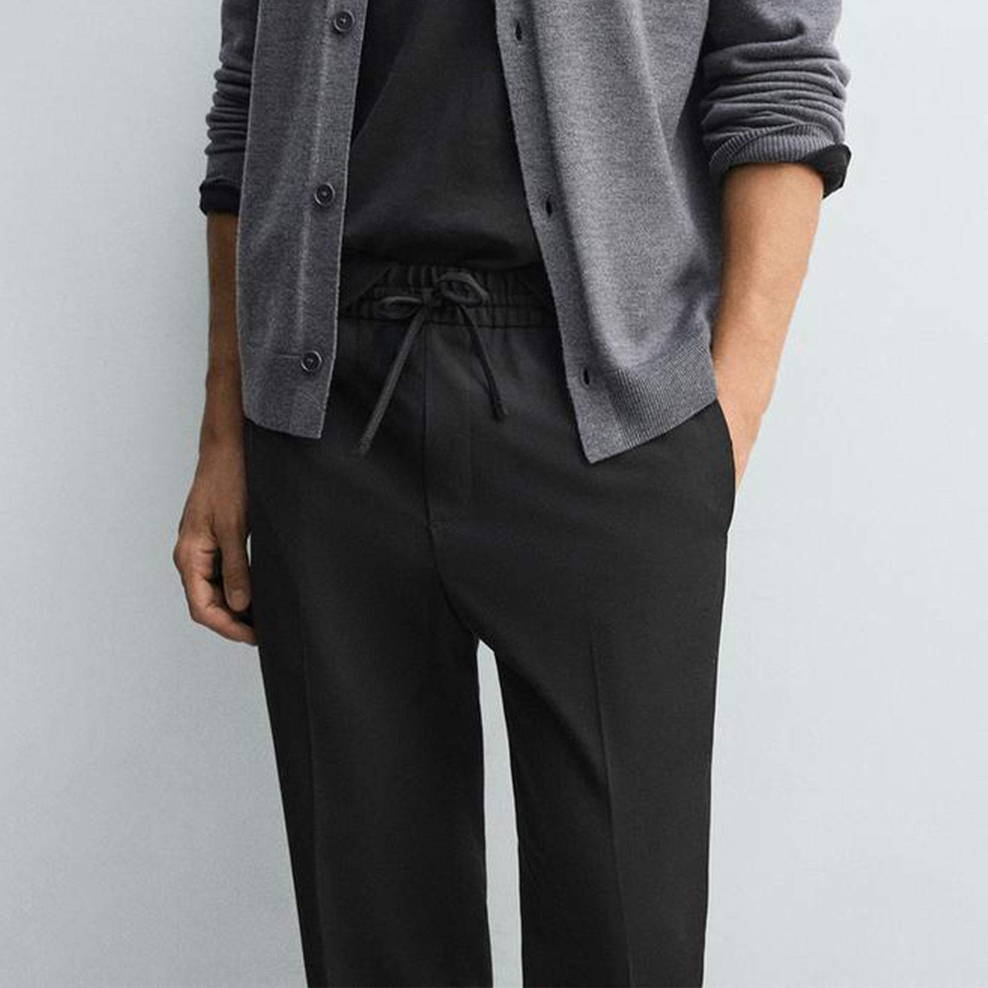Zara Men's COMFORT JOGGER WAIST TROUSERS - Black