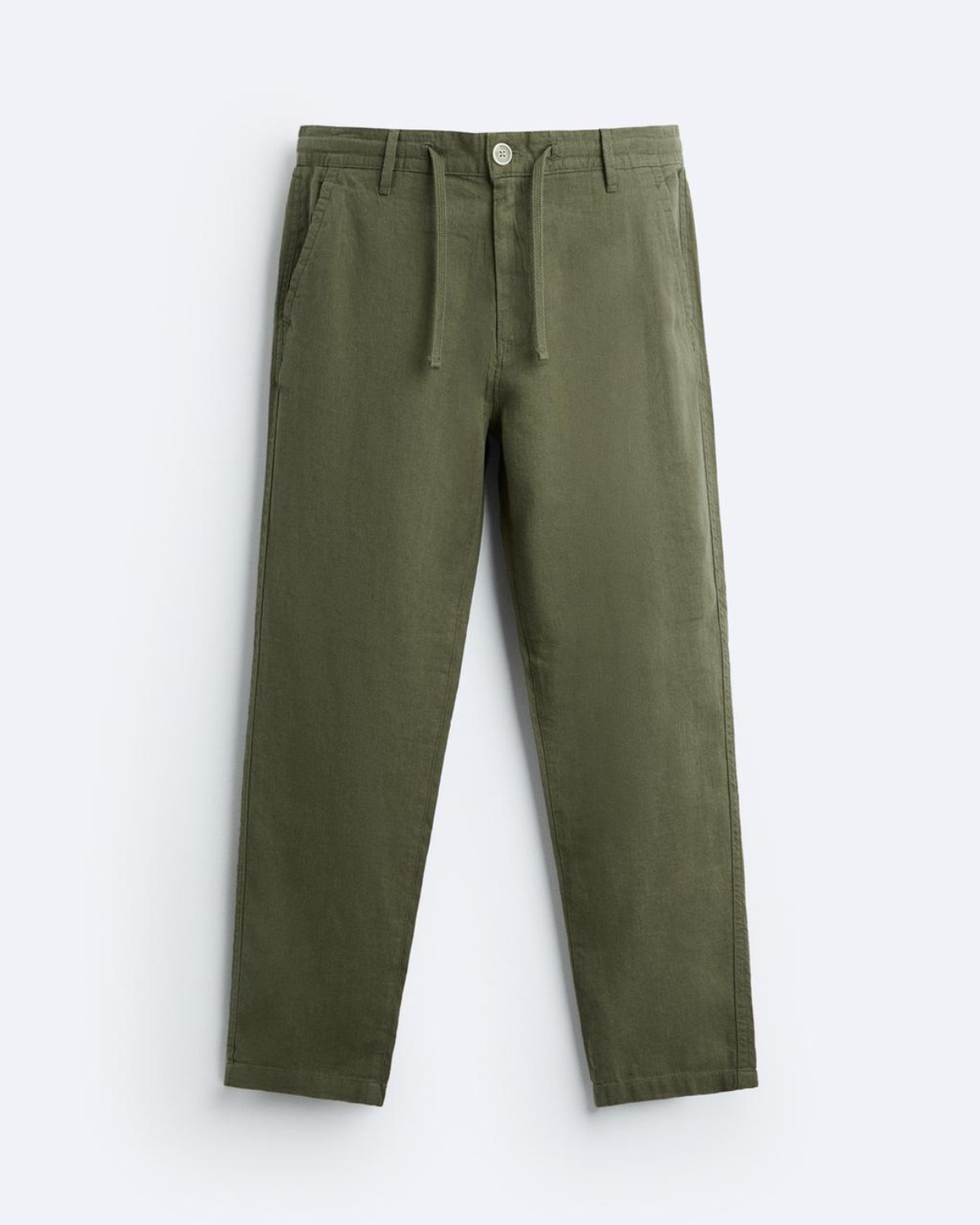 Zara Olive Green Cotton Linen Trousers