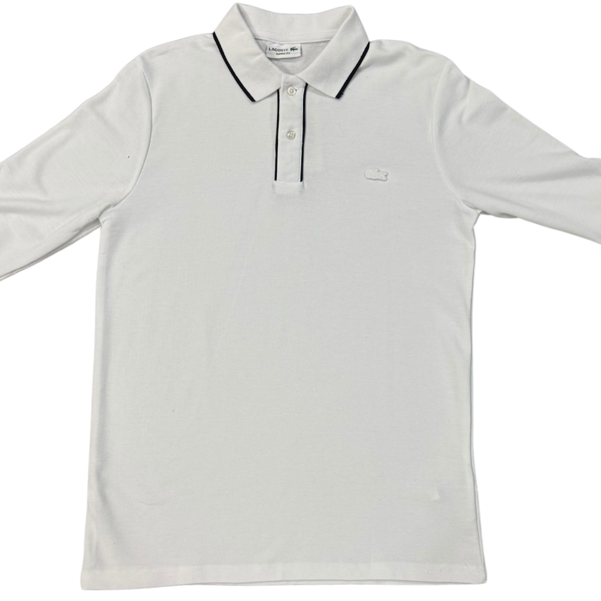 Lacoste Full Sleeves White Polo