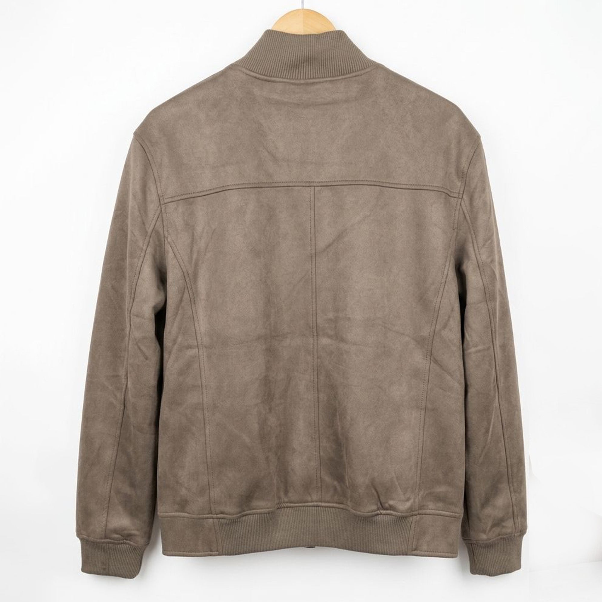 Massimo Dutti Soft Suede Gripper Jacket Pale Khaki