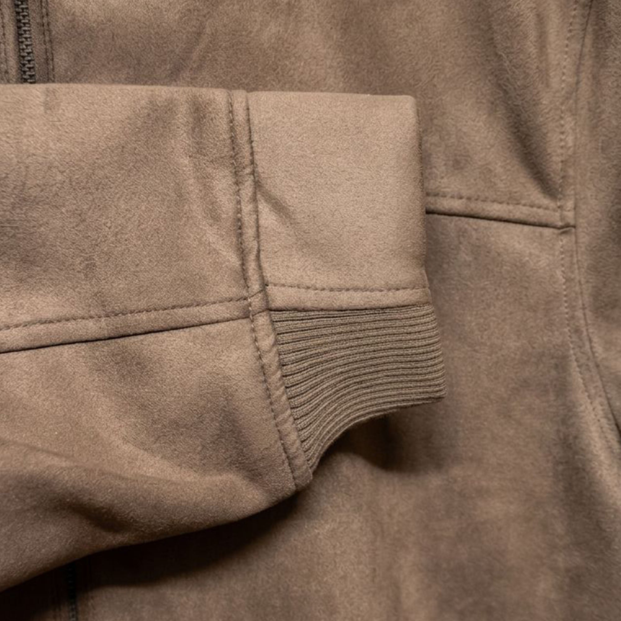 Massimo Dutti Soft Suede Gripper Jacket Pale Khaki