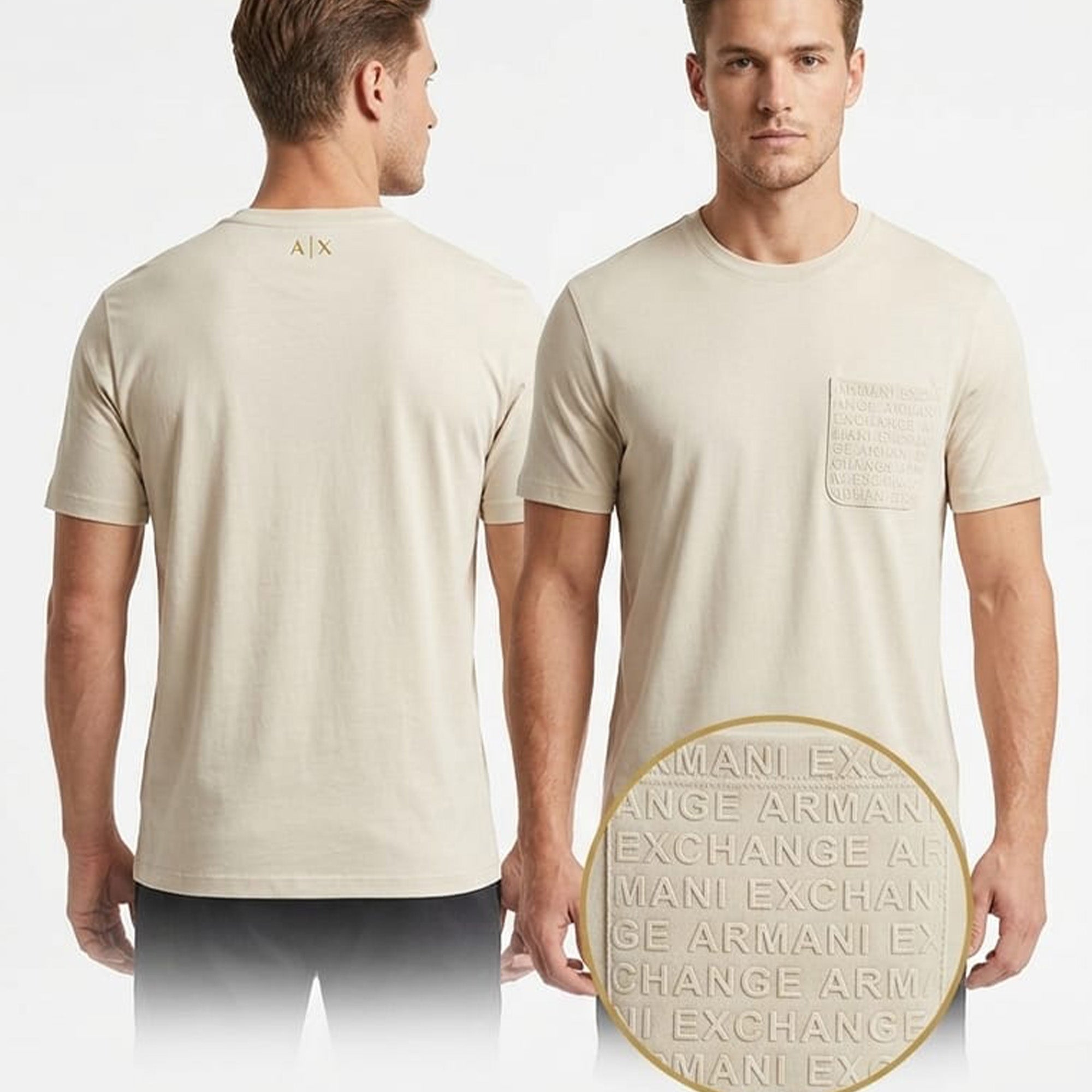 Armani Exchange Men's Pocket embroidery designs Beige