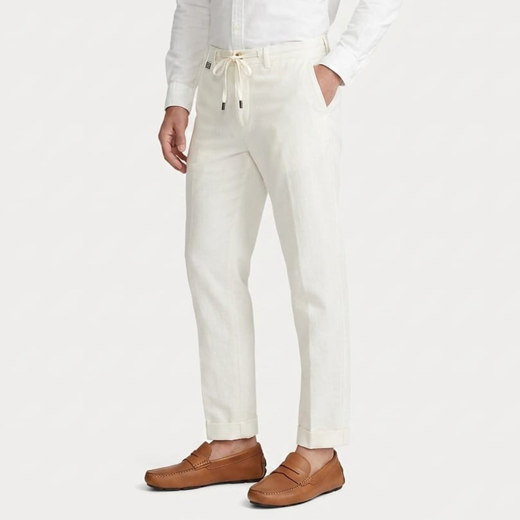 Ralph Lauren Polo Straight Linen Trouser (White)