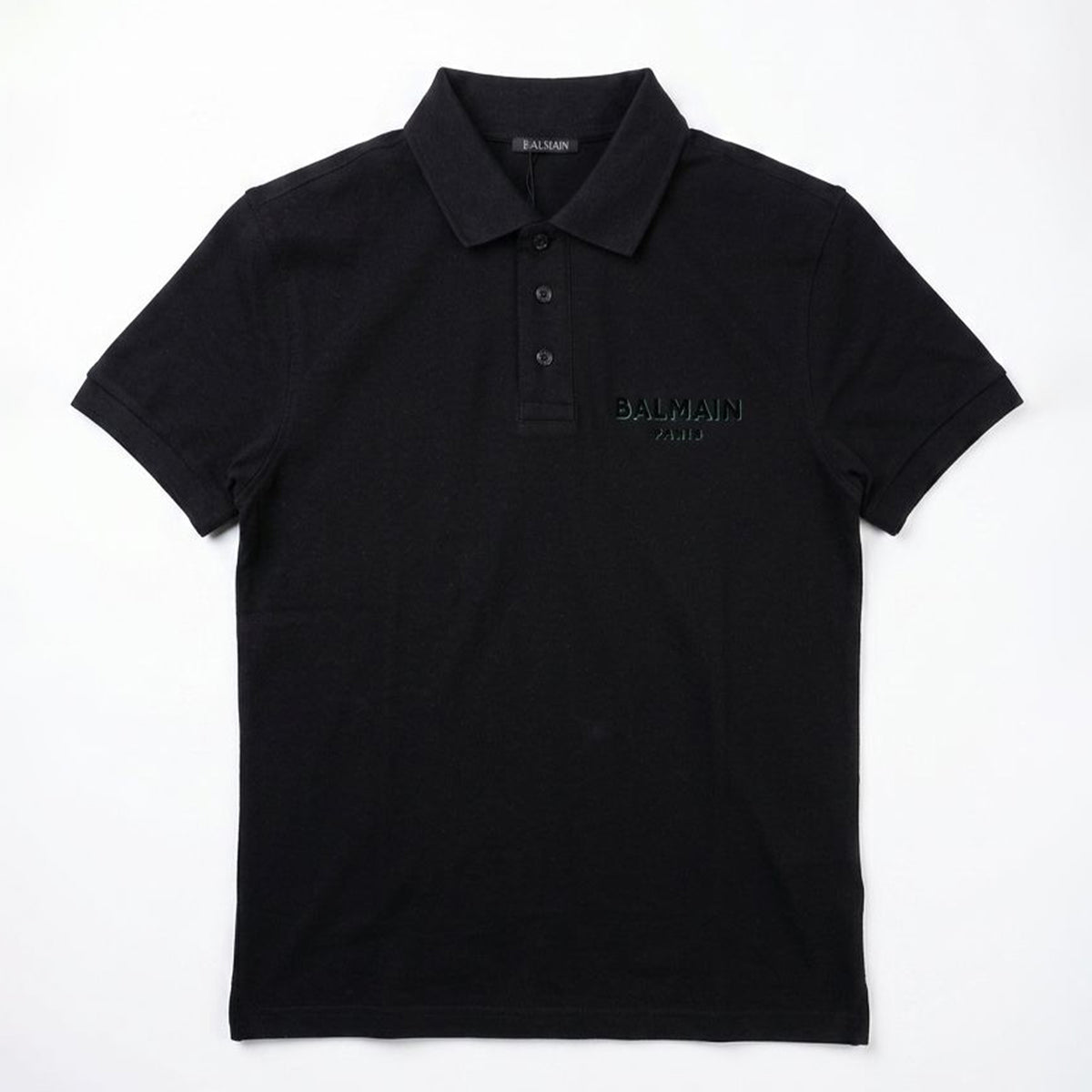 Balmain Embroidered Signature Paris Polo Shirt Black