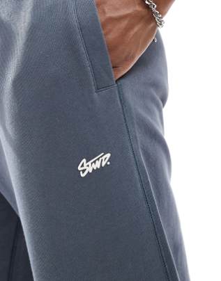 Pull&Bear STWD uncuffed joggers in Comflower Blue