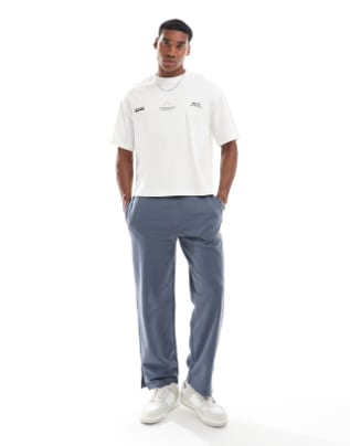 Pull&Bear STWD uncuffed joggers in Comflower Blue