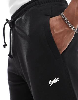 Pull&Bear STWD uncuffed joggers in black