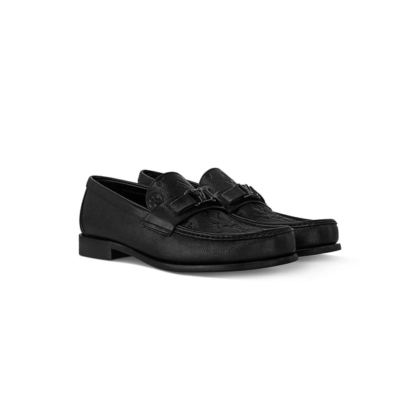 LV Black Monogram Embossed Major Loafer