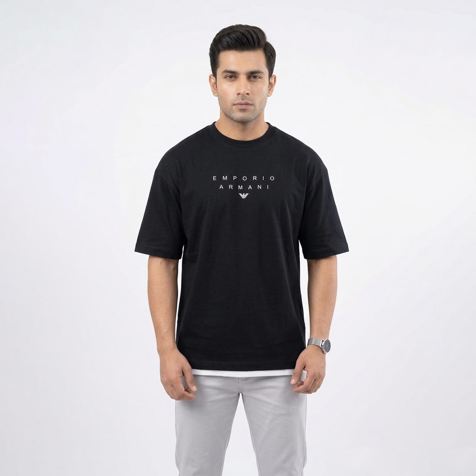 Armani Exchange Men's logo-embroidered T-Shirt Navy Blue