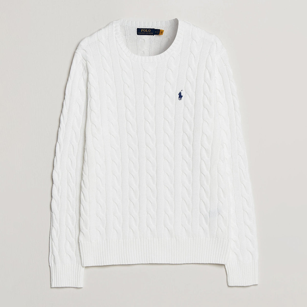 Ralph Lauren Crewneck Men's Cable-Knit Cotton Jumper Sweater White