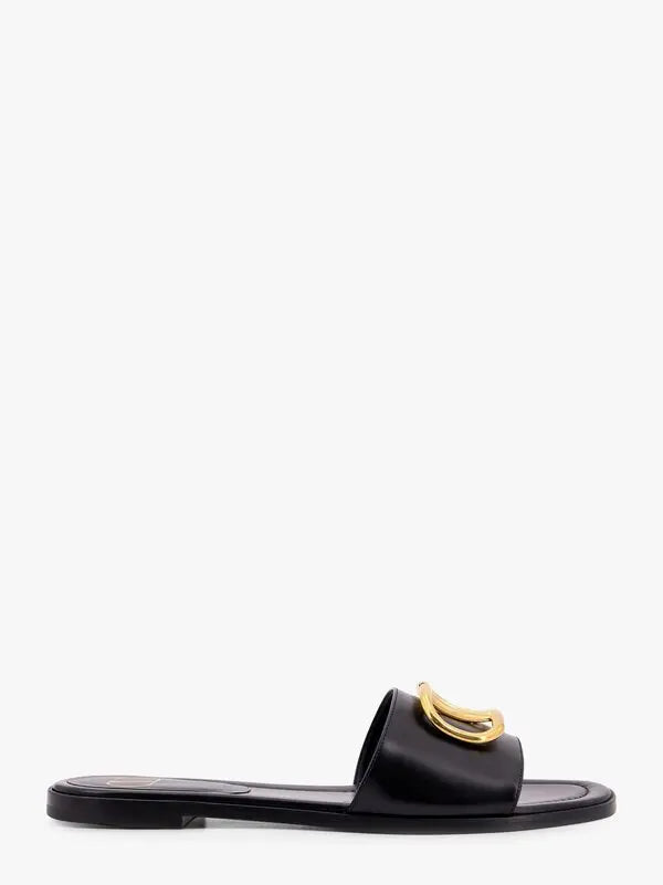 Valentino Garavani  leather sandals with vlogo signature in Black 1:1