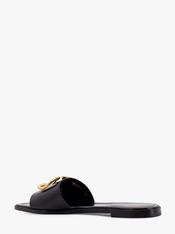 Valentino Garavani  leather sandals with vlogo signature in Black 1:1