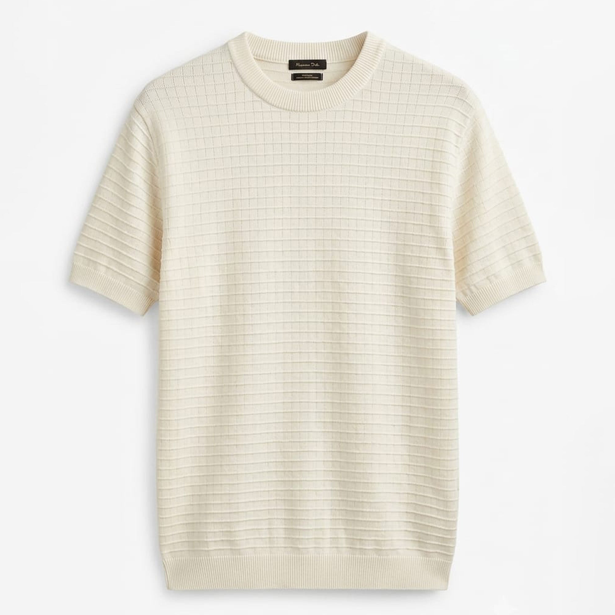 Massimo Dutti Men`s Crewneck Tshirt Creem White
