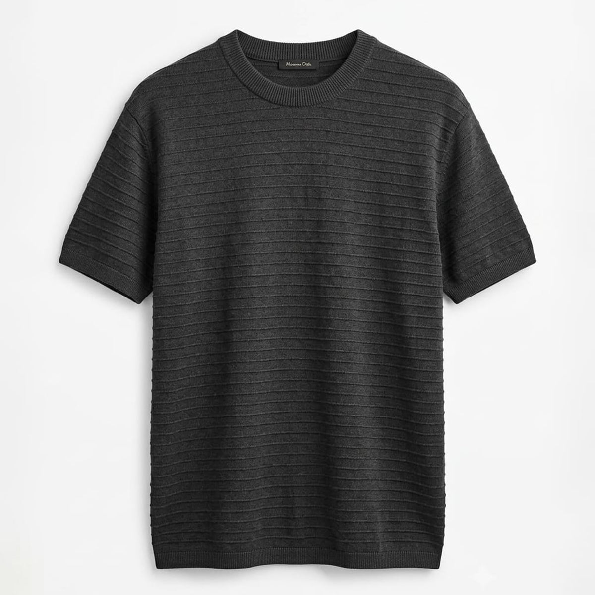 Massimo Dutti Men`s Crewneck T Shirt Charcoal