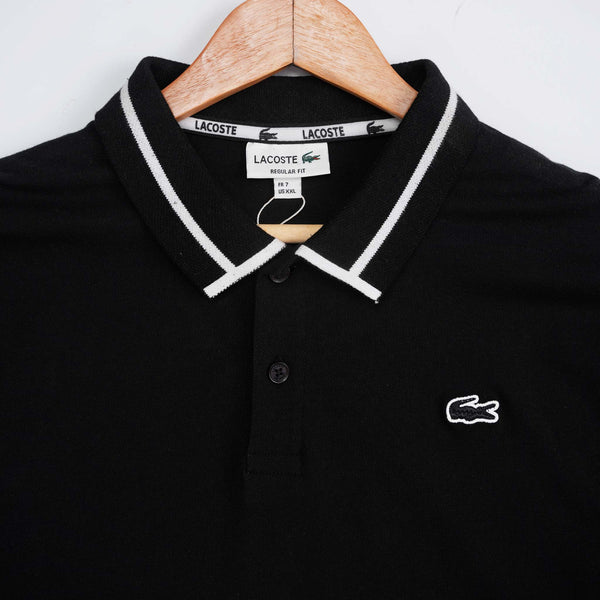 LCT-Regular Fit Black Polo With White Line
