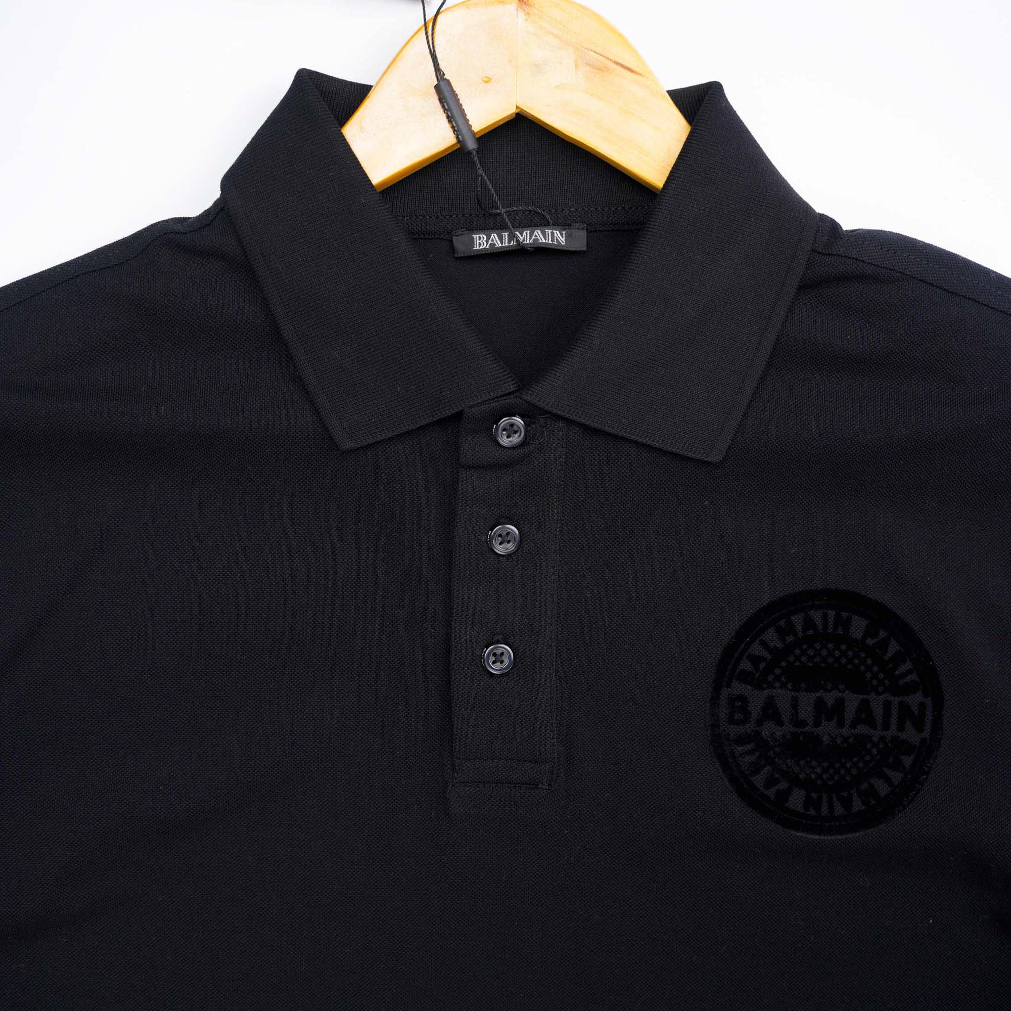 Balmain Embroidered Signature Polo Black Logo