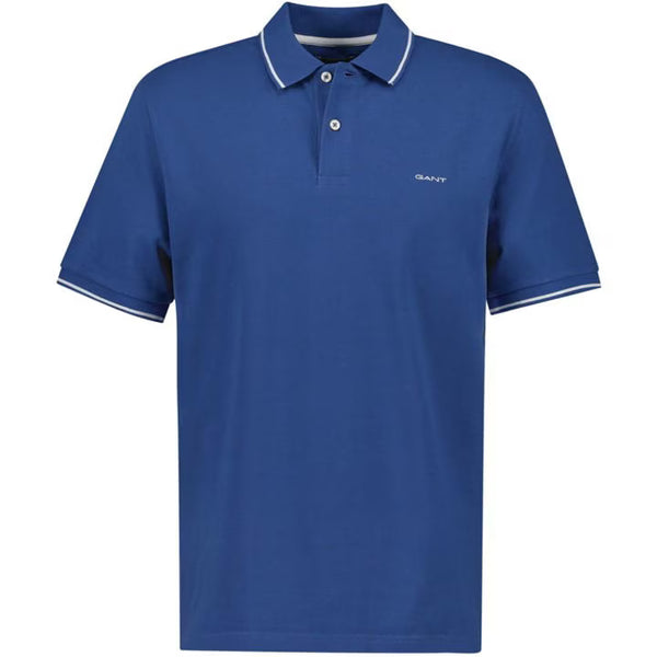 GANT Tipped Pique Blue Slim Fit Polo Shirt
