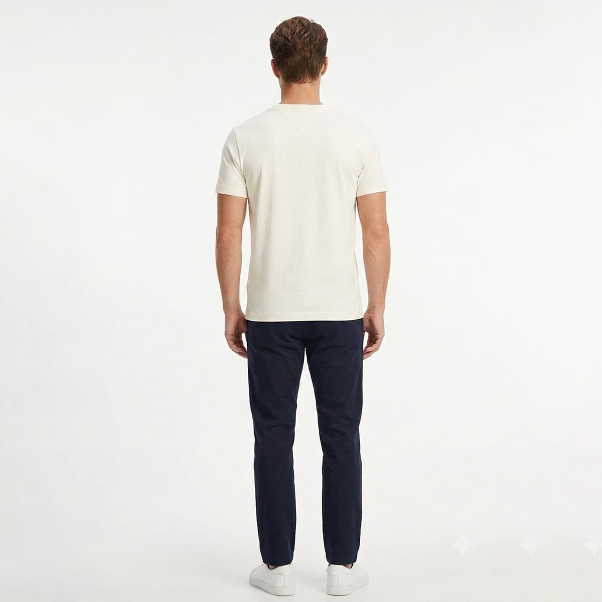 Tommy Hilfiger Round neck flannel shirt with embroidered logo Creem White