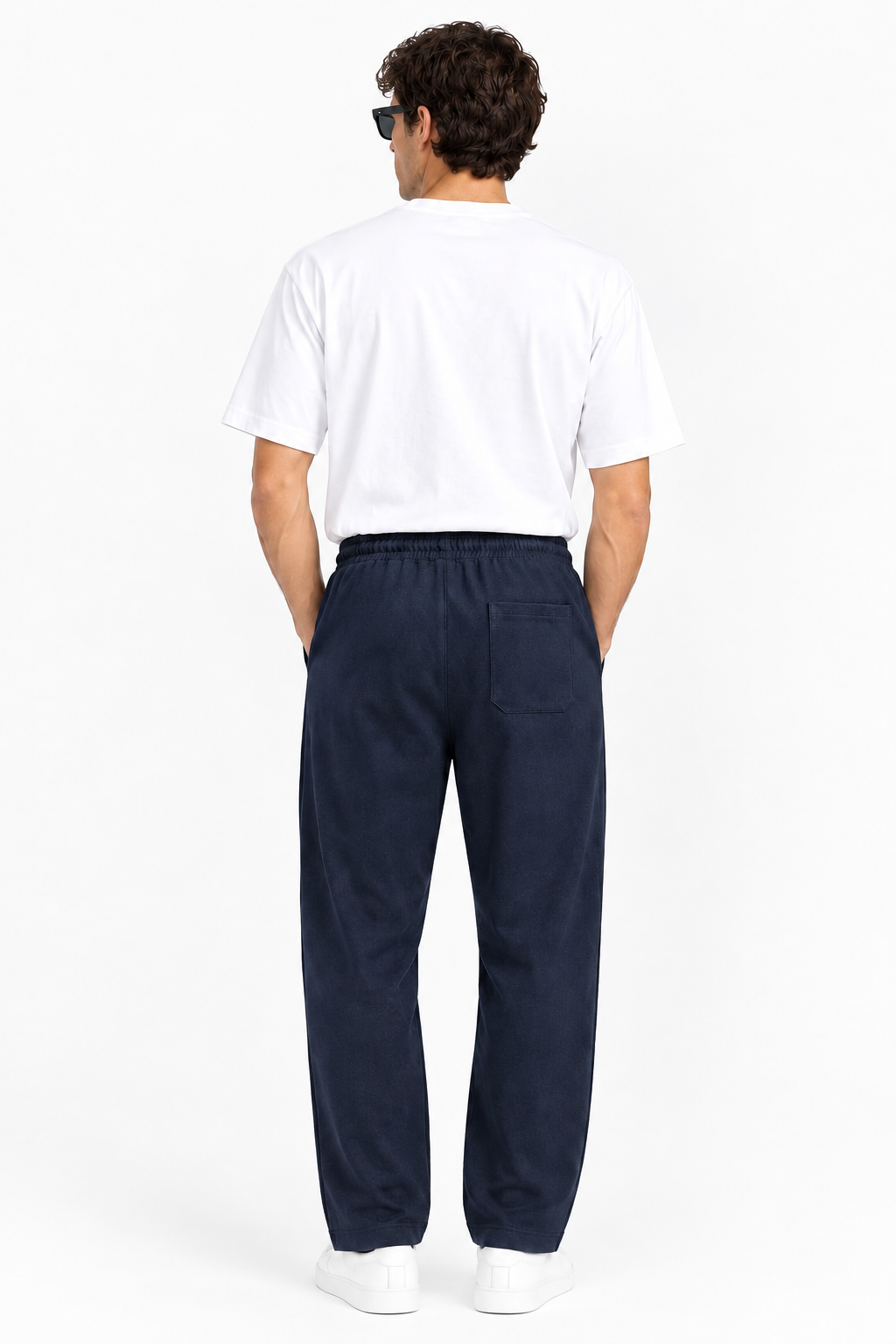 Zara Men's Lycra interlock relaxed fit trousers Navy Blue