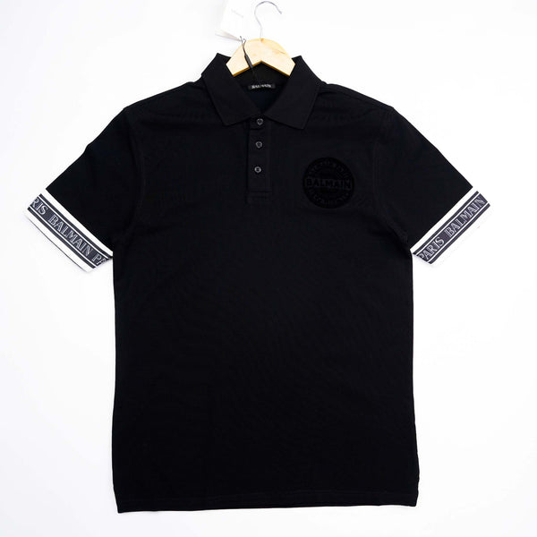B-M-Embroidered Signature Polo Black Logo