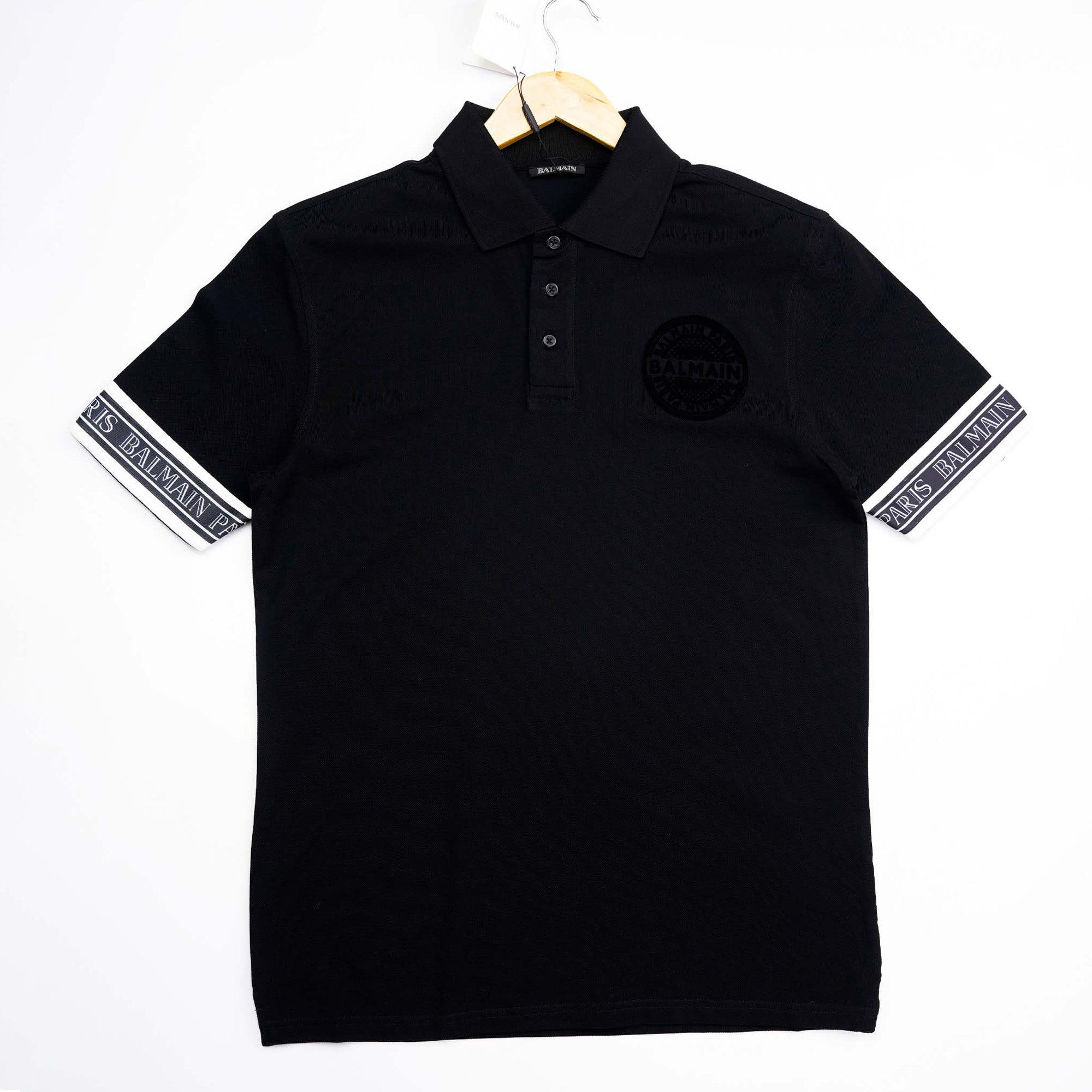 Balmain Embroidered Signature Polo Black Logo