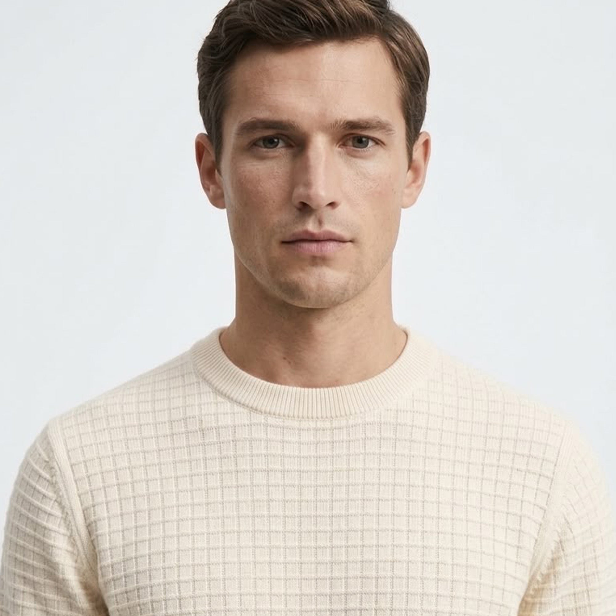 Massimo Dutti Men`s Crewneck Tshirt Creem White