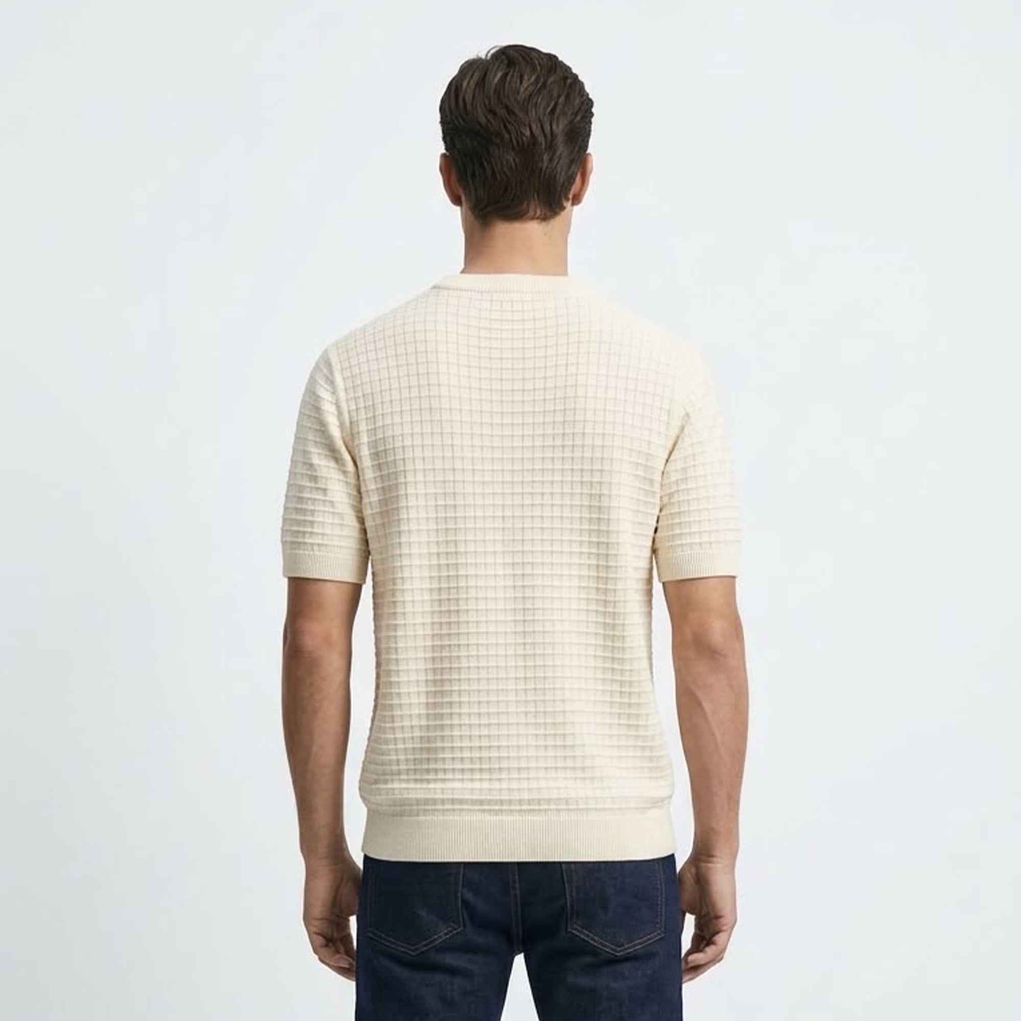 Massimo Dutti Men`s Crewneck Tshirt Creem White