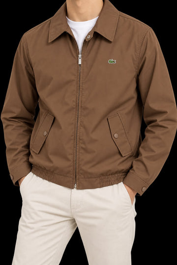 Lacoste Men`s zip-Up Harrington Jacket Brown