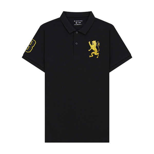 GR Men's Lycra Pique Embroidery Polo (3D Lion)