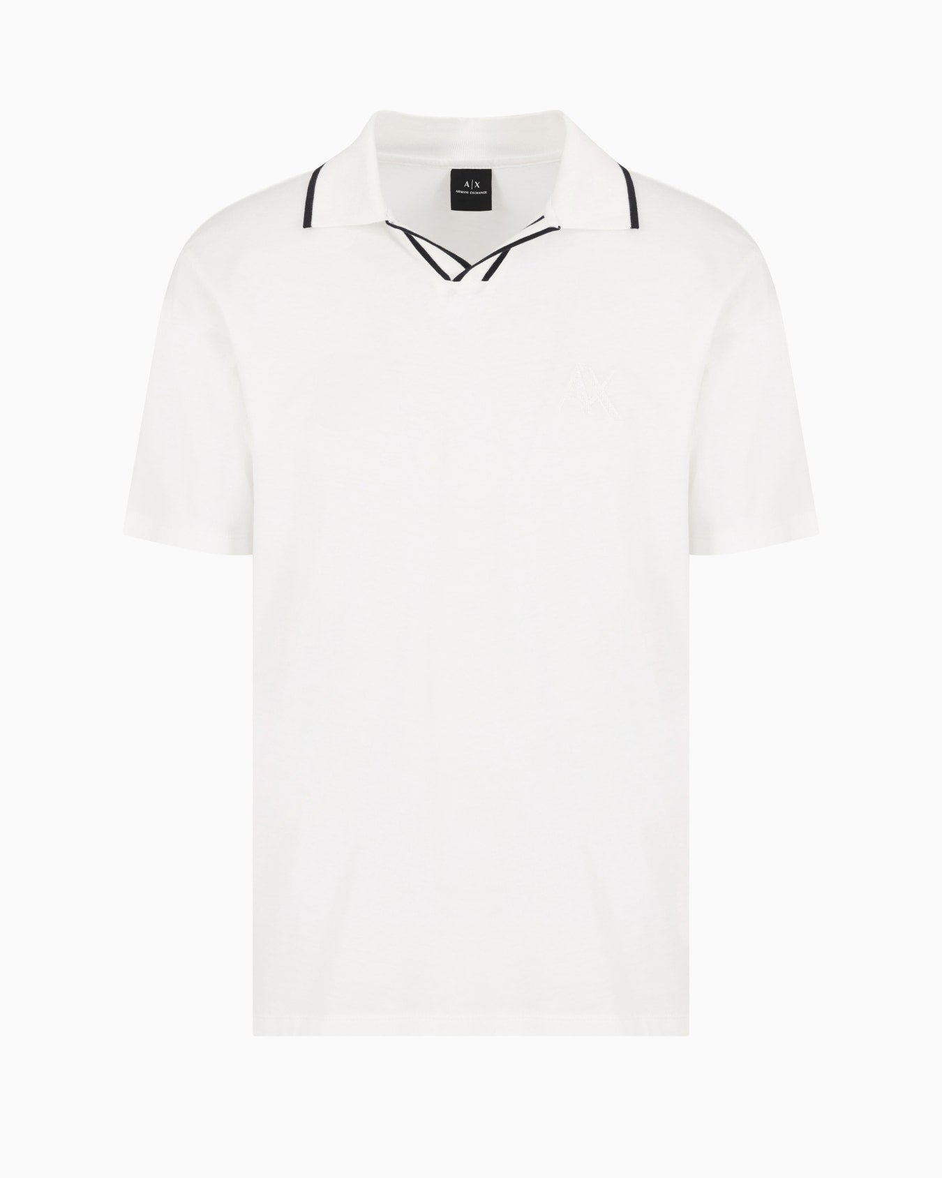 Armani Exchange cotton White polo with contrasting collar profiles