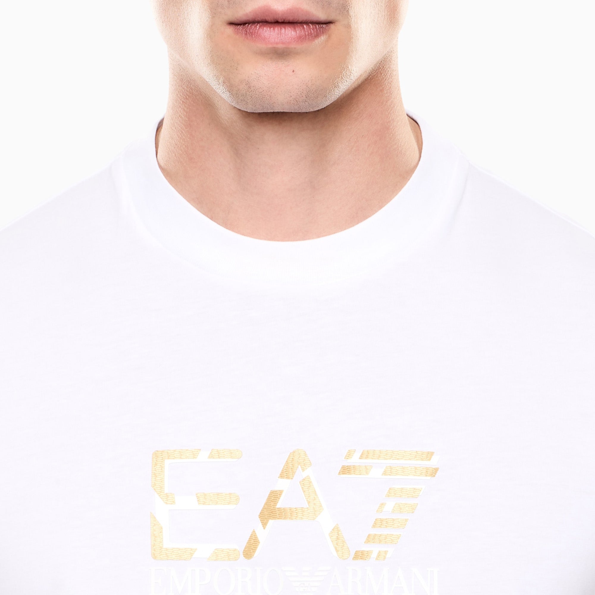 EA7 Premium Label cotton jersey crew-neck T-shirt White