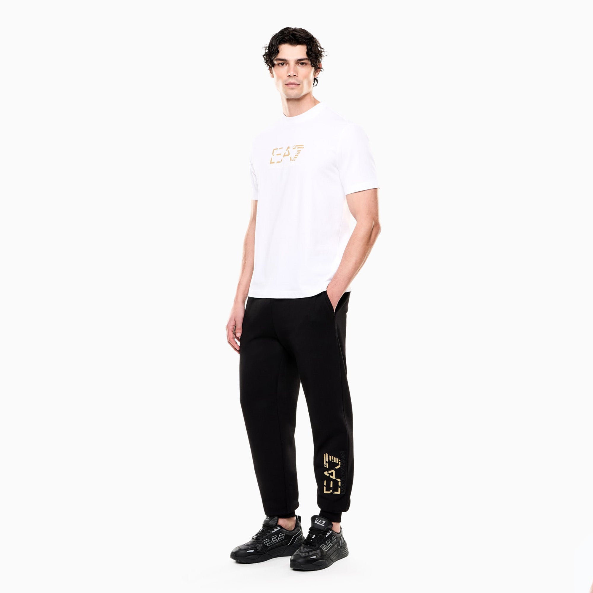 EA7 Premium Label cotton jersey crew-neck T-shirt White