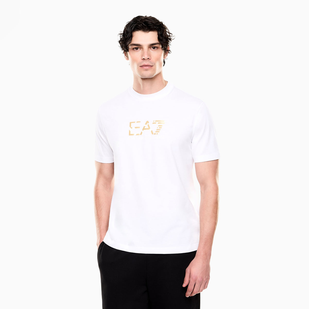 EA7 Premium Label cotton jersey crew-neck T-shirt White