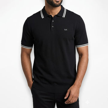MK MENS LOGO SHORT SLEEVE COTTON POLO SHIRT BLACK