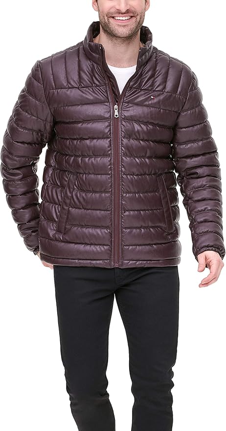 TH Lightweight Quilted Faux Leather Puffer Jacket