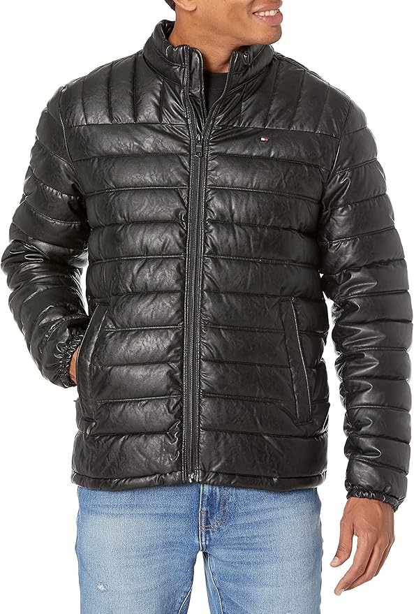 TH Lightweight Quilted Faux Leather Puffer Jacket