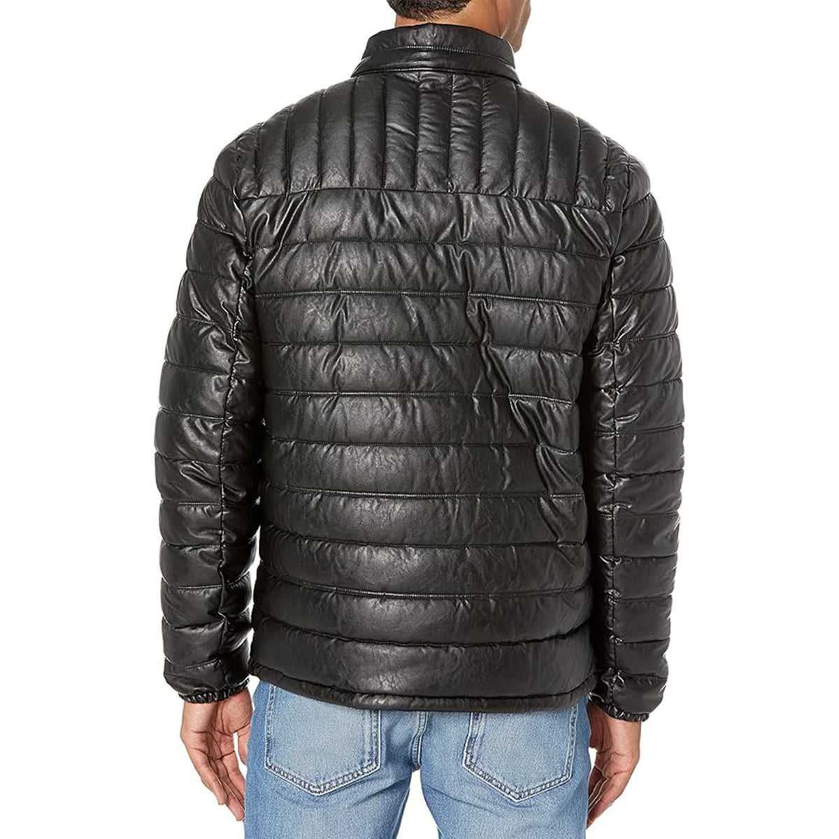 Tommy Hilfiger Lightweight Quilted Faux Leather Puffer Jacket (Black)