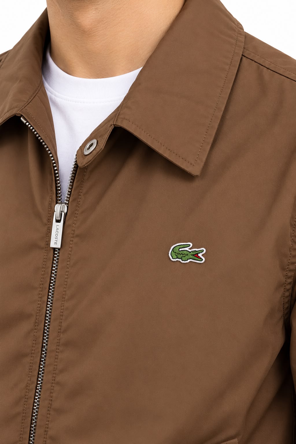 Lacoste Men`s zip-Up Harrington Jacket Brown