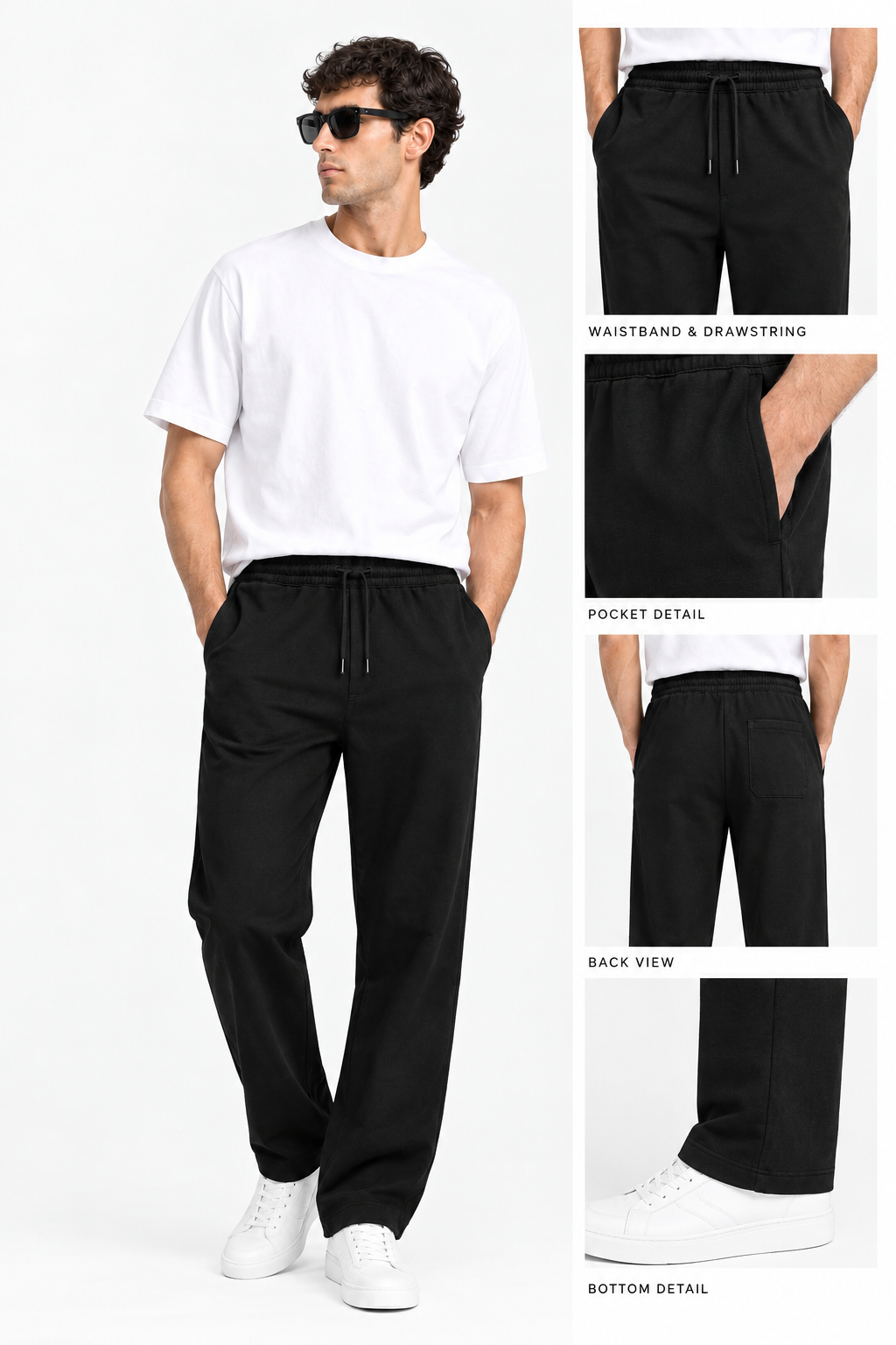 Zara Men's Lycra interlock relaxed fit trousers Black