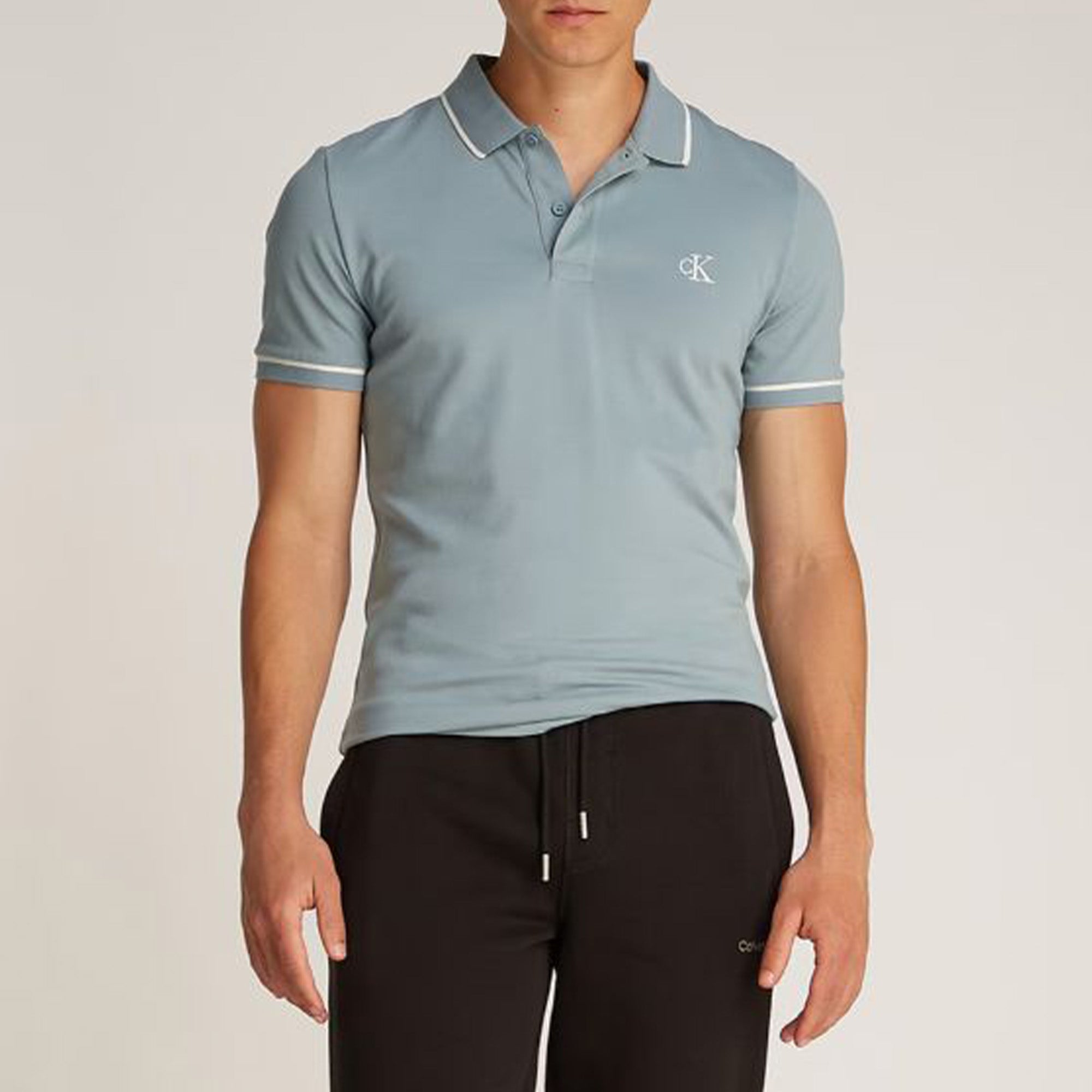Calvin Klein Tipping Slim Fit Grey Polo Shirt