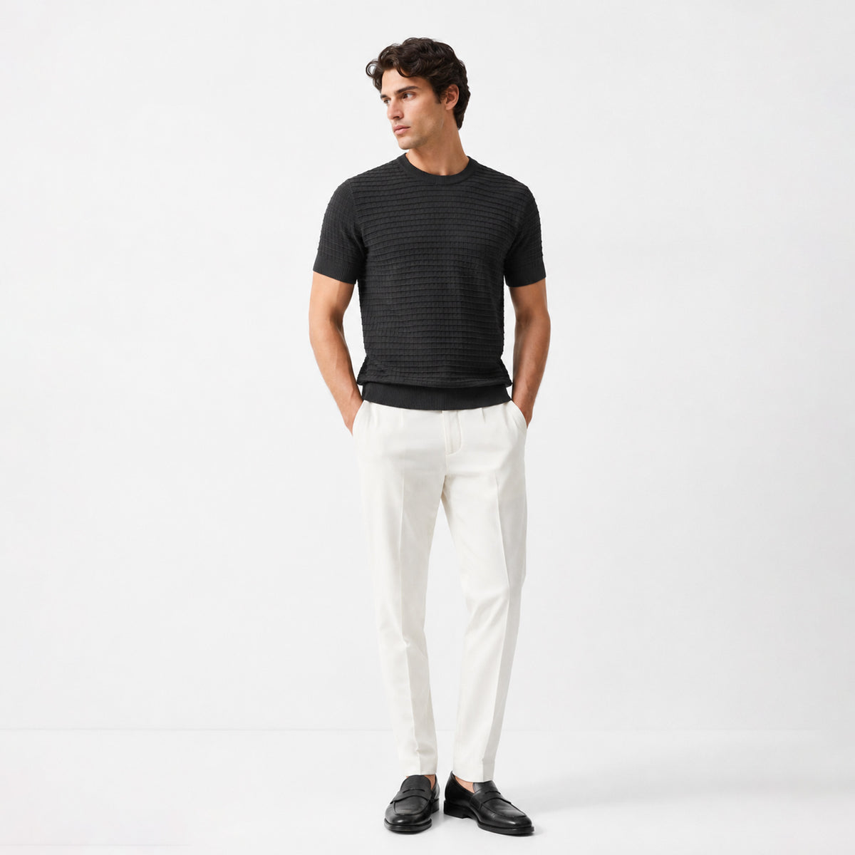 Massimo Dutti Men`s Crewneck T Shirt Black