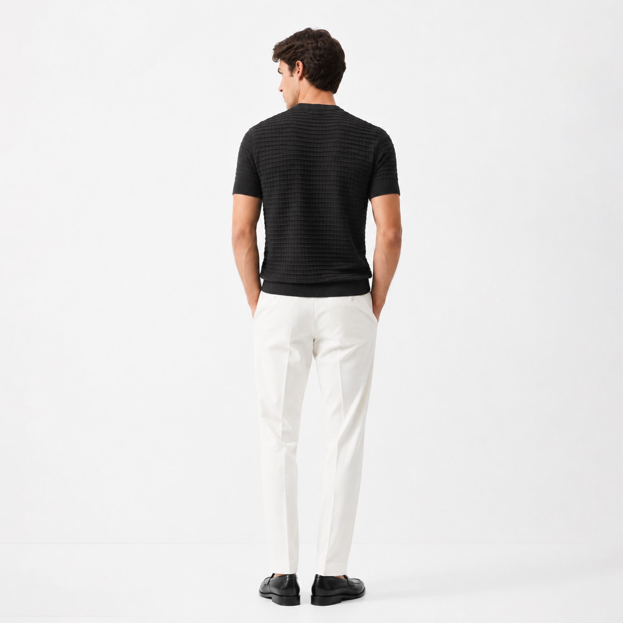 Massimo Dutti Men`s Crewneck T Shirt Black